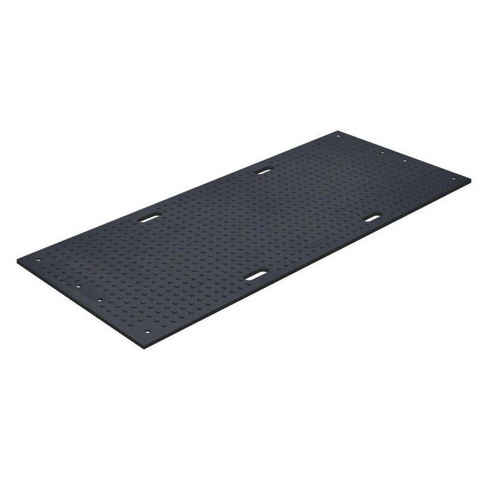 TrakMat® Ground Protection Mat - 3' W x 8' L - Power Cylinder Nub / Flat Tread On Reverse - Black