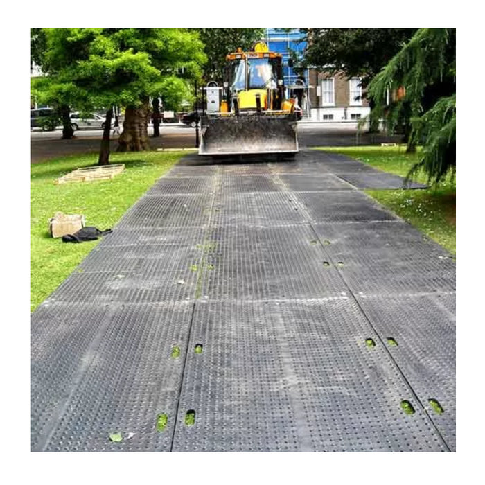 TrakMat® Ground Protection Mat - 4' W x 8' L - Power Cylinder Nub / Flat Tread On Reverse - Green
