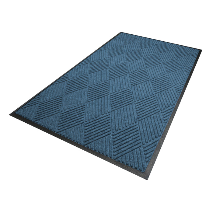 WaterHog® Diamond Pattern Classic Border Entrance Mat with Universal Cleated Backing - 208 Series - Medium Blue