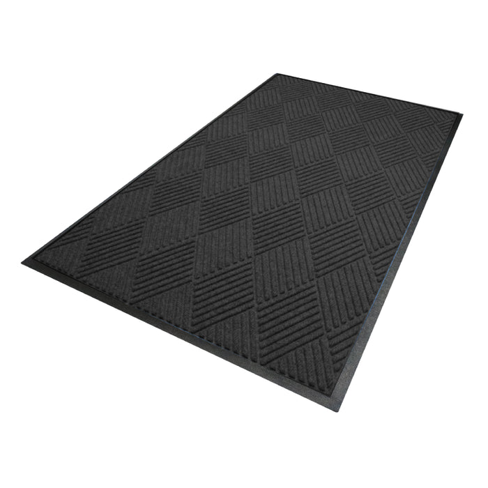 WaterHog® Diamond Pattern Classic Border Entrance Mat with Smooth Backing - 208 Series - Charcoal