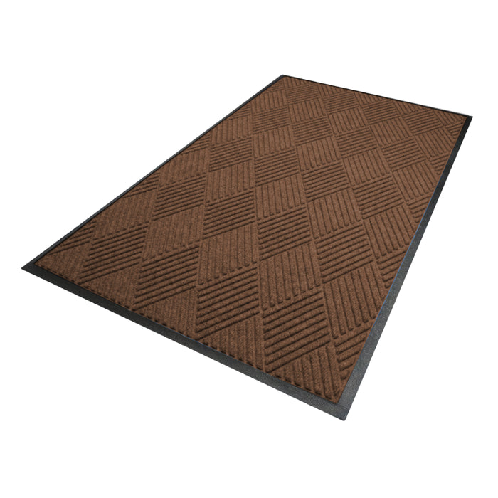 WaterHog® Diamond Pattern Classic Border Entrance Mat with Smooth Backing - 208 Series - Dark Brown