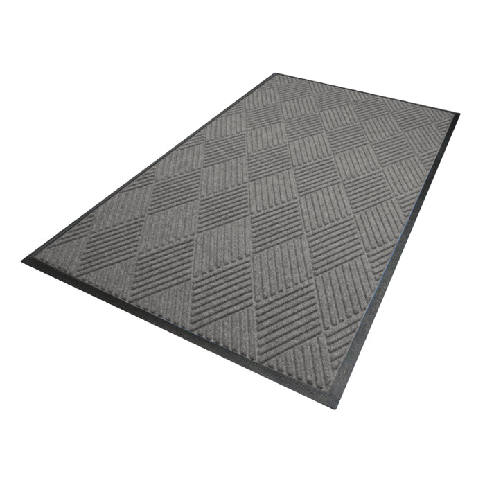 WaterHog® Diamond Pattern Classic Border Entrance Mat with Smooth Backing - 208 Series - Medium Grey