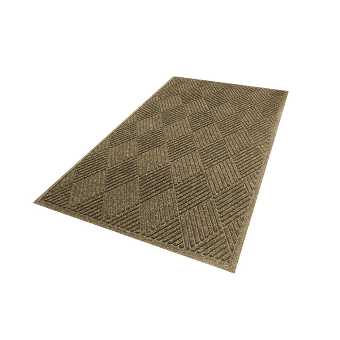 WaterHog® Diamond Pattern Fashion Border Entrance Mat with Universal Cleated Backing - 221 Series - Camel