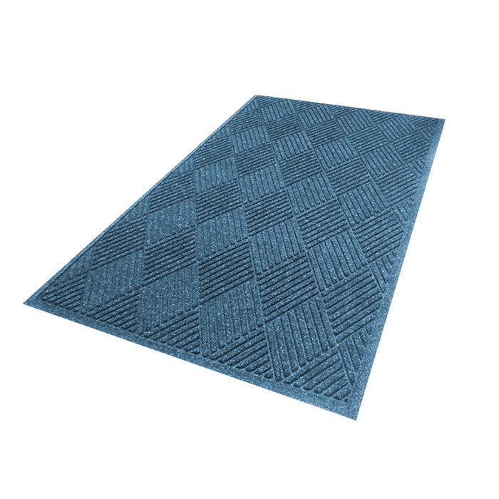 WaterHog® Diamond Pattern Fashion Border Entrance Mat with Smooth Backing - 221 Series - Medium Blue