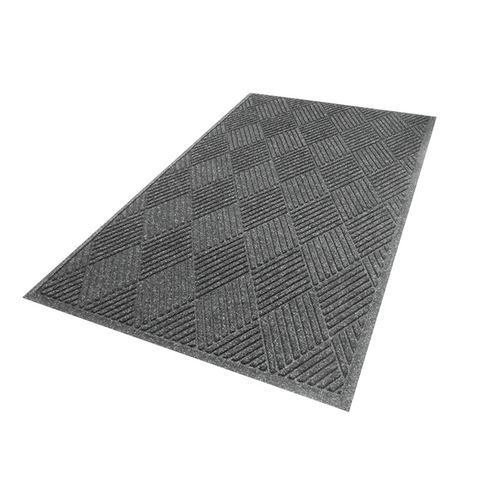 WaterHog® Diamond Pattern Fashion Border Entrance Mat with Smooth Backing - 221 Series - Medium Grey