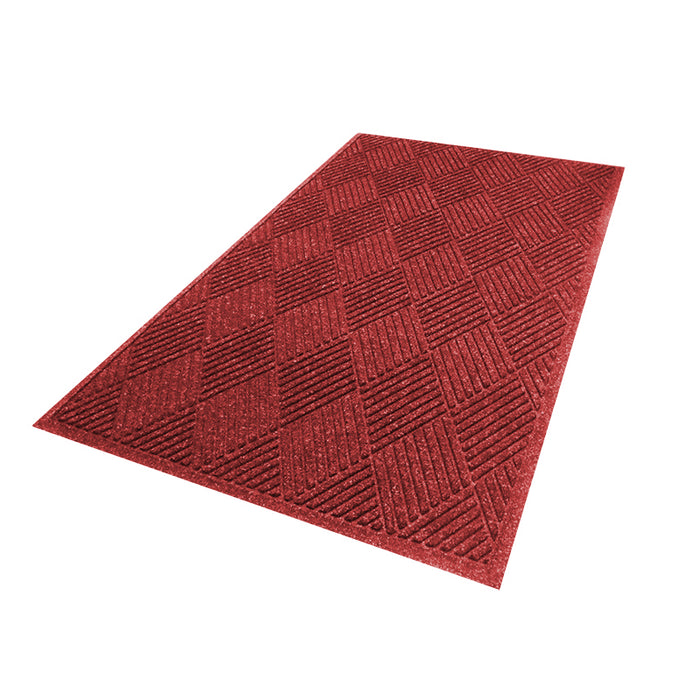 WaterHog® Diamond Pattern Fashion Border Entrance Mat with Smooth Backing - 221 Series - Solid Red