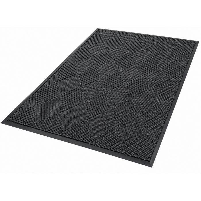 WaterHog® Diamond Pattern Fashion Border Entrance Mat with Smooth Backing - 221 Series - Charcoal
