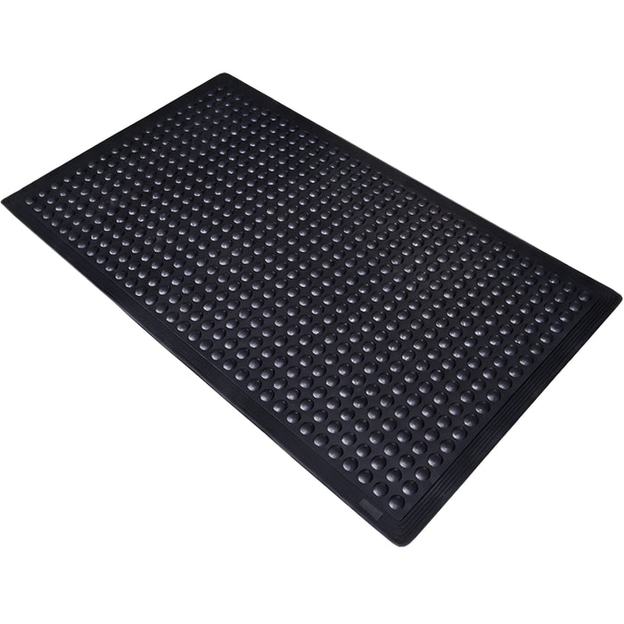 Anti-Fatigue Bubble Top Rubber Workplace Mat - Air Pocket Base - Black