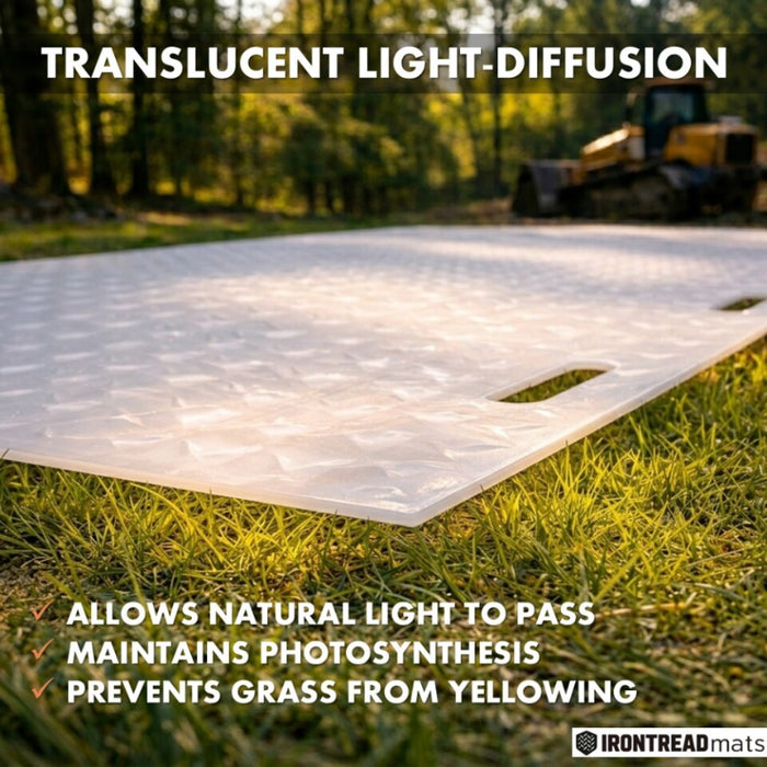 Ground Protection Mat - Heavy Duty - Diamond Tread Pattern - 1/2" Thick - HDPE - White