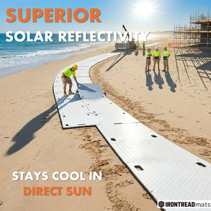 Ground Protection Mat - Heavy Duty - Diamond Tread Pattern - 1/2" Thick - HDPE - White