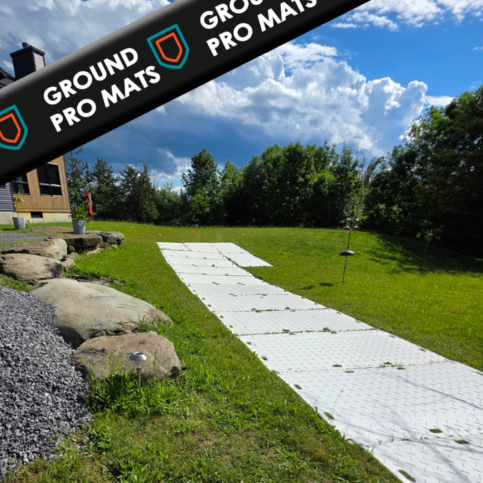 Ground Protection Mat - Heavy Duty - Diamond Tread Pattern - 1/2" Thick - HDPE - White