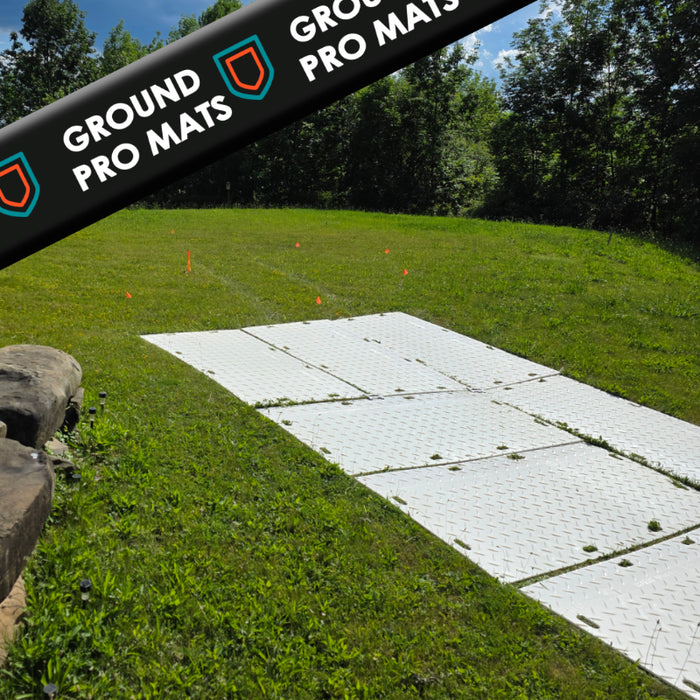 Ground Protection Mat - Heavy Duty - Diamond Tread Pattern - 1/2" Thick - HDPE - White