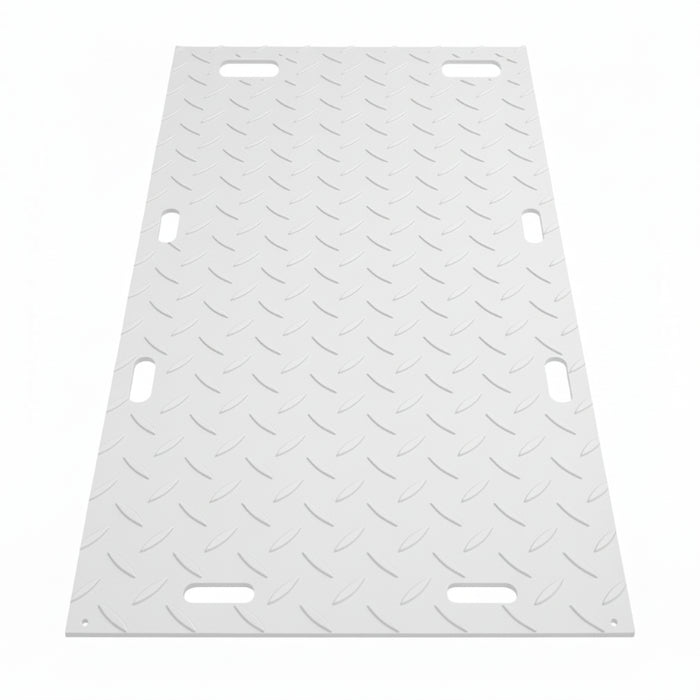 Ground Protection Mat - Heavy Duty - Diamond Tread Pattern - 1/2" Thick - HDPE - White