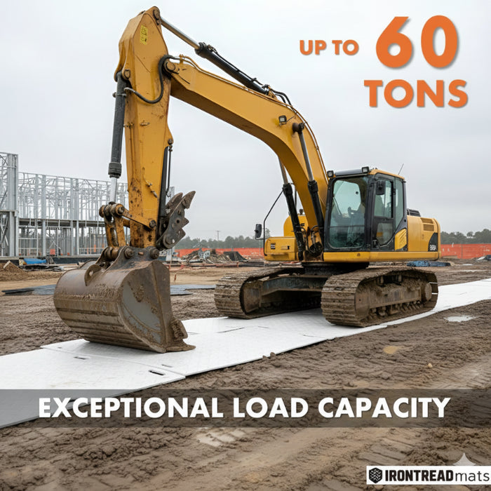 Ground Protection Mat - Heavy Duty - Diamond Tread Pattern - 1/2" Thick - HDPE - White