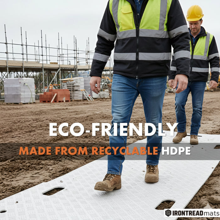 Ground Protection Mat - Heavy Duty - Diamond Tread Pattern - 1/2" Thick - HDPE - White