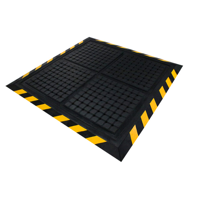 Hog Heaven® Drainable Anti Fatigue Workstation Mat - 4416 Series - Black/Yellow Border