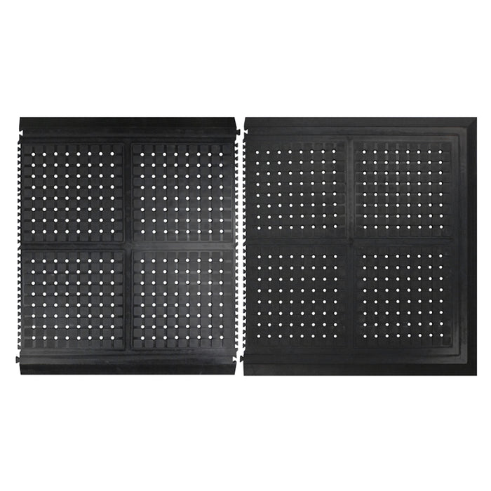 Hog Heaven® Drainable Linkable Anti Fatigue Tiles - 4413 Series - Black Border