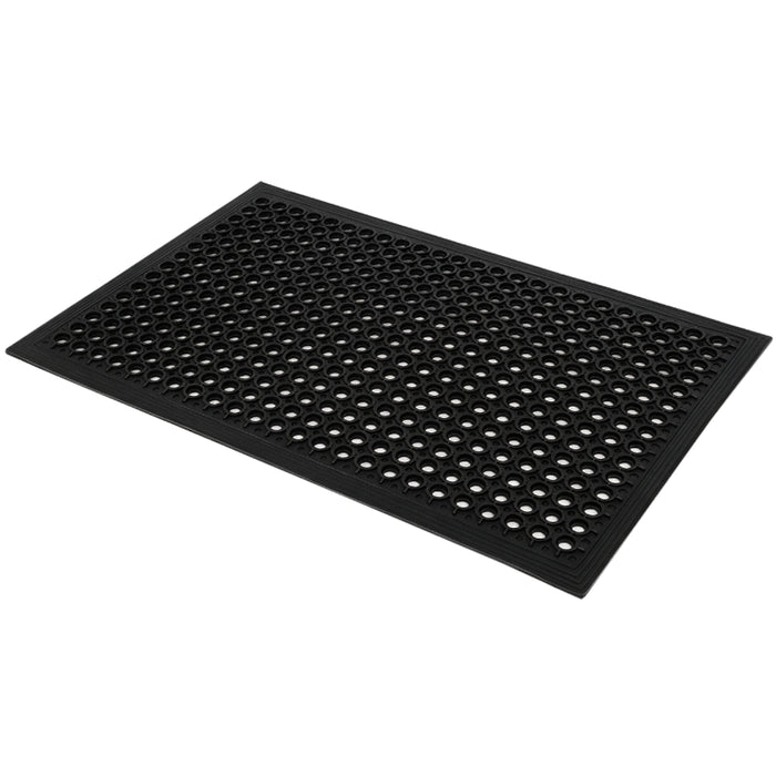 Anti-Fatigue Non-Slip Drainage Floor Mat - Flexible PVC - Black