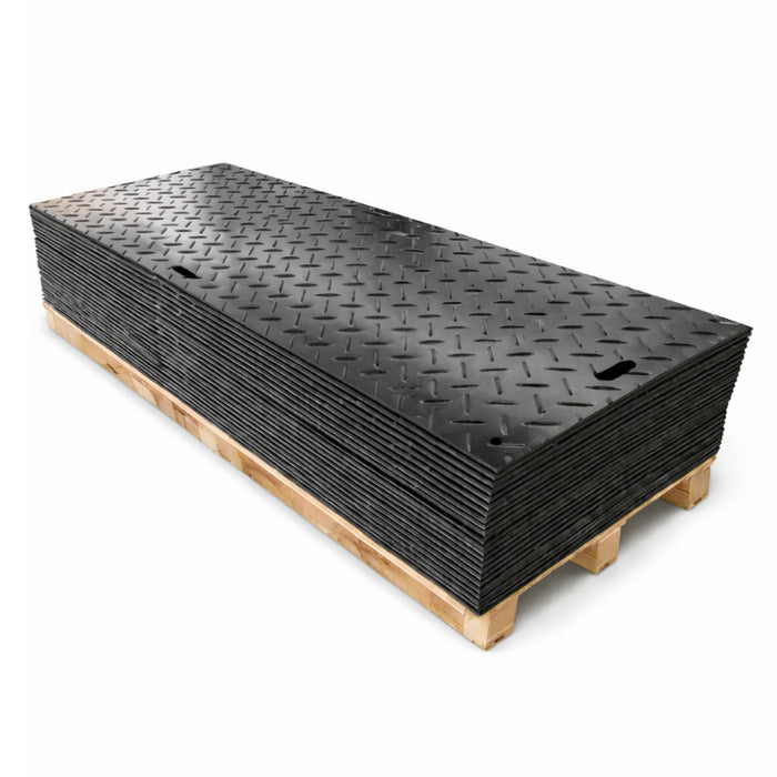 Ground Protection Mat - Heavy Duty - Diamond Tread Pattern - 1/2" Thick - HDPE - Black