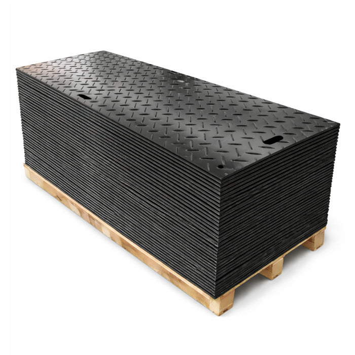 Ground Protection Mat - Heavy Duty - Diamond Tread Pattern - 1/2" Thick - HDPE - Black