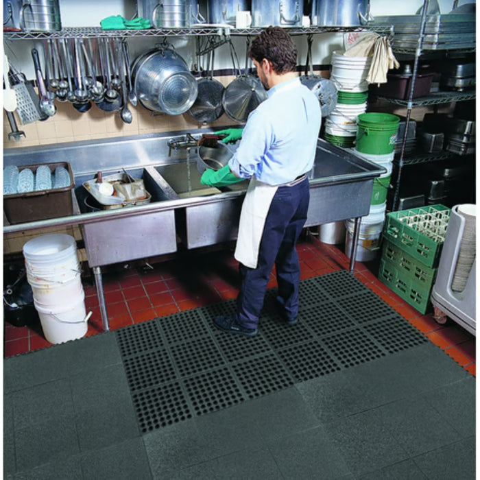 Notrax® Cushion-Ease® Interlocking Anti Fatigue Drainage Mat - 550 Series - Black