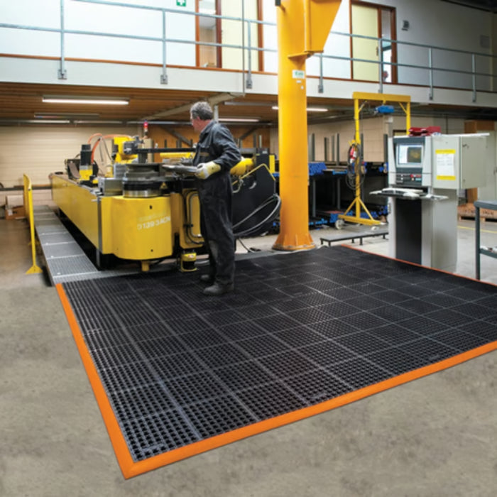 Notrax® Safety Stance® Drainage Anti Fatigue Mat - 549 Series - Black/Orange