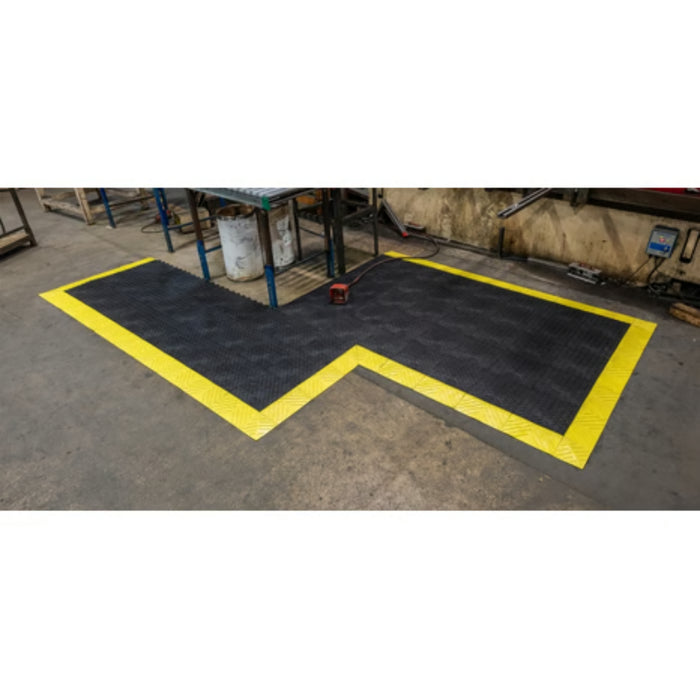Notrax® Diamond Flex-Lok™ Solid Interlocking Rubber Mat - 621 Series - Black/Yellow