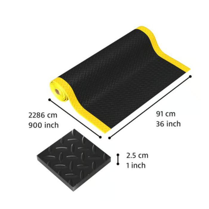 Notrax® Saddle Trax® Anti Fatigue Mat - 979 Series - Black/Yellow