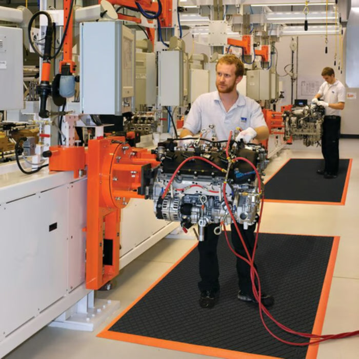 Notrax® Safety Stance® Solid Anti-Fatigue Mat - 649 Series - Black/Orange