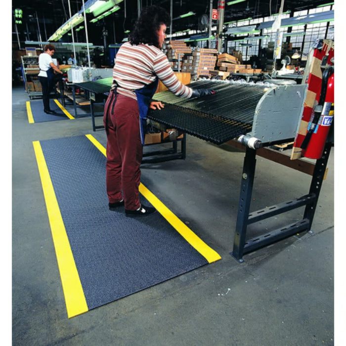 Notrax® Sof-Tred™ Dyna-Shield® Anti-Fatigue Pebble Step Mat - 5/8" - 415 Series - Black/Yellow