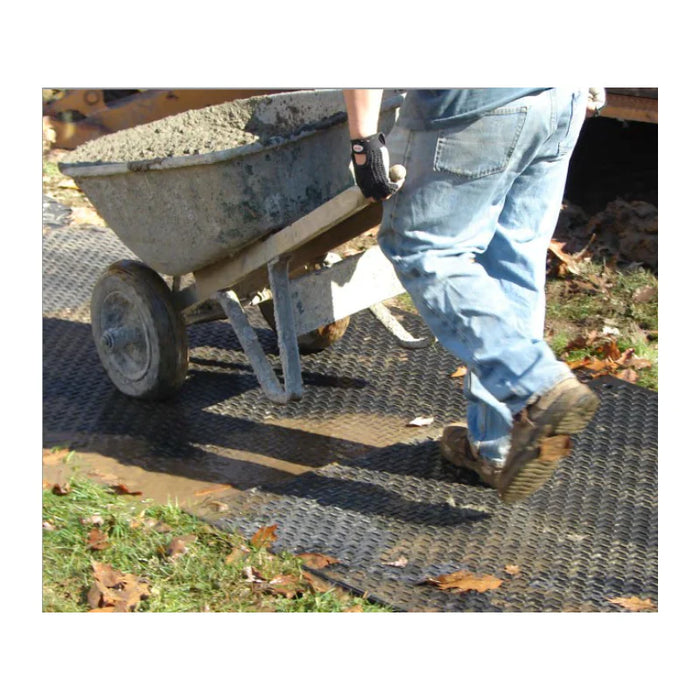 Versamat® Ground Protection Mat - 3' W x 8' L - Flat Tread / Diamond Tread on Reverse - Black
