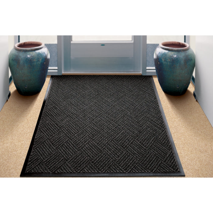 WaterHog® Diamondcord Classic Border Entrance Mat with Smooth Backing - 296 Series - Charcoal