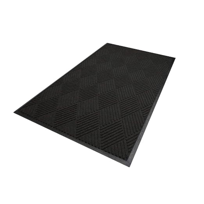 WaterHog® Max Diamond Scraper Classic Border Entrance Mat with Smooth Backing - 2295 Series - Black Smoke