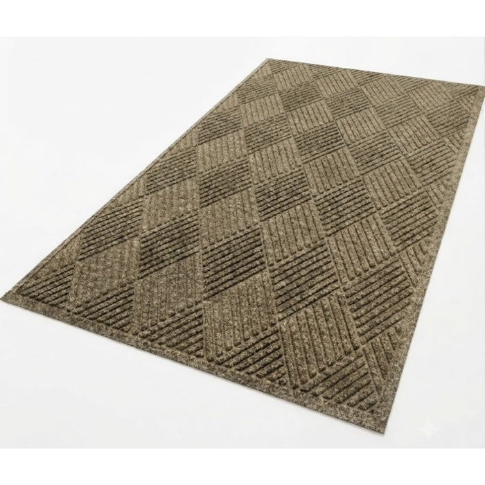WaterHog® Max Diamond Scraper Fashion Border Entrance Mat with Smooth Backing - 2297 Series - Khaki