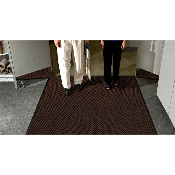WaterHog® Max Diamond Scraper Fashion Border Entrance Mat with Universal Cleated Backing - 2297 Series - Chestnut