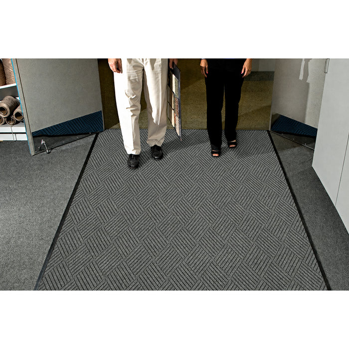 WaterHog® Max Diamond Scraper Fashion Border Entrance Mat with Universal Cleated Backing - 2297 Series - Grey Ash