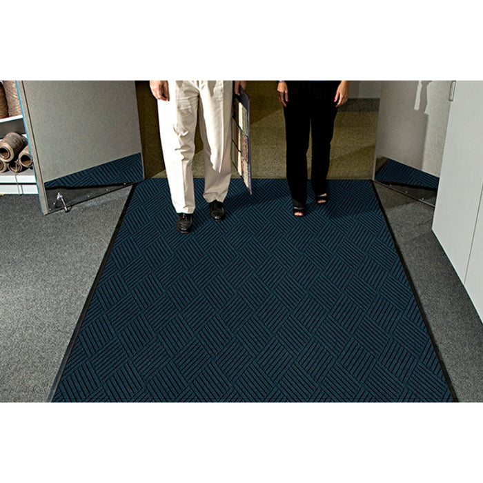 WaterHog® Max Diamond Scraper Fashion Border Entrance Mat with Universal Cleated Backing - 2297 Series - Indigo