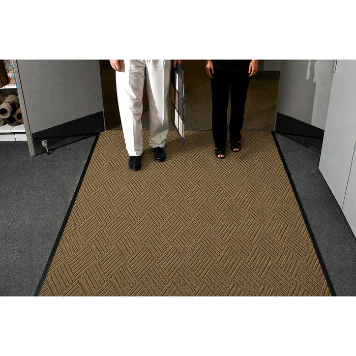 WaterHog® Max Diamond Scraper Fashion Border Entrance Mat with Universal Cleated Backing - 2297 Series - Khaki