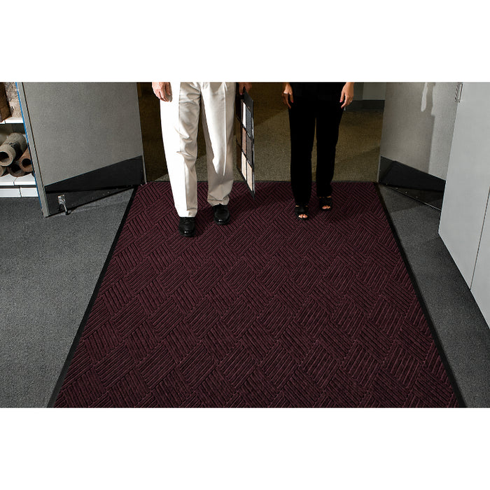 WaterHog® Max Diamond Scraper Fashion Border Entrance Mat with Universal Cleated Backing - 2297 Series - Maroon