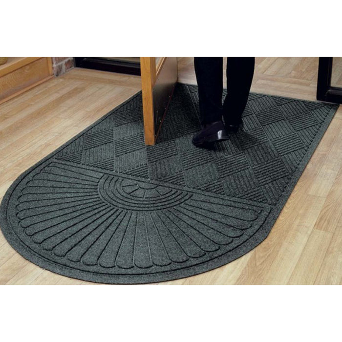 WaterHog® Max Grand Max Diamond & One End Entrance Mat with Universal Cleated Backing - 22248 Series- Black Smoke