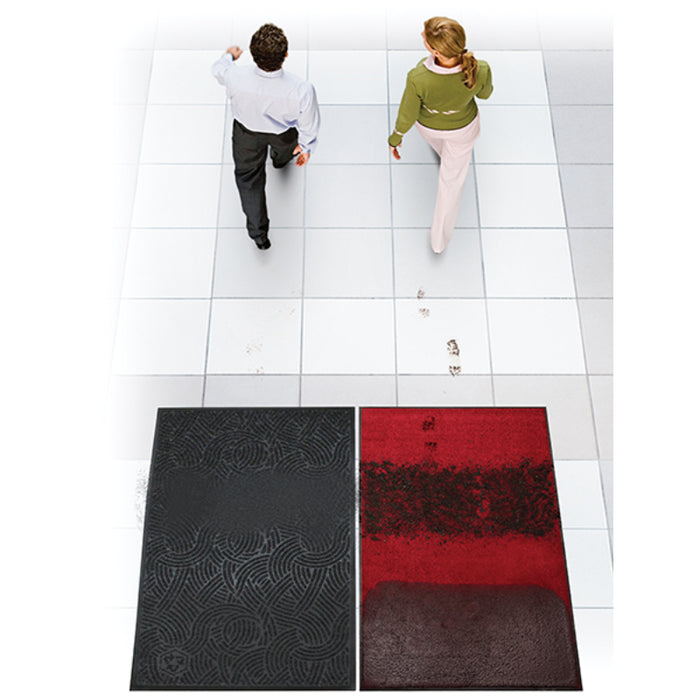 WaterHog® Plus Classic Border Entrance Mat with Smooth Nitrile - 185 Series - Black Smoke