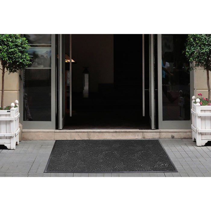 WaterHog® Plus Classic Border Entrance Mat with Smooth Nitrile - 185 Series - Black Smoke