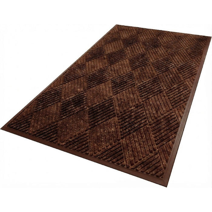 WaterHog® Max Diamond Scraper Fashion Border Entrance Mat with Smooth Backing - 2297 Series - Chestnut