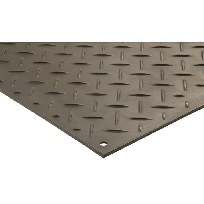 Alturnamat® Ground Protection Mat - 4' W x 8' L - Diamond Tread One Side -  Black