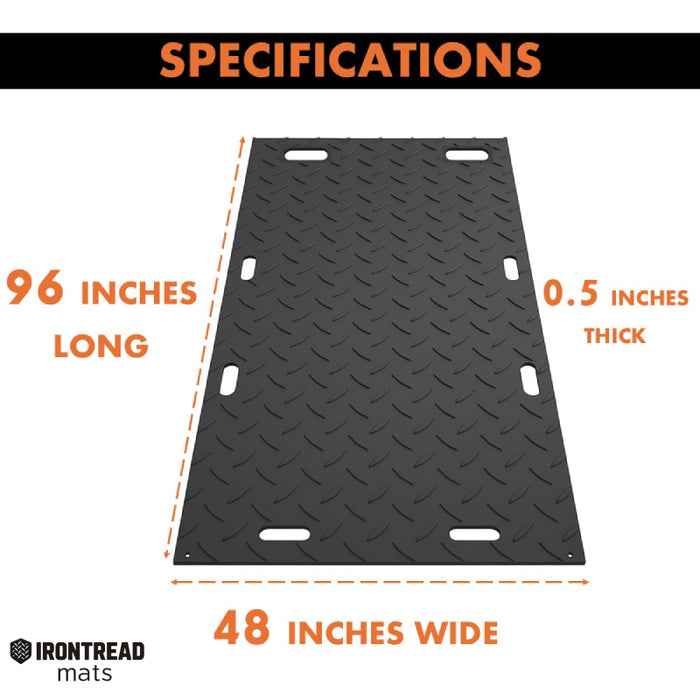 Ground Protection Mat - Heavy Duty - Diamond Tread Pattern - HDPE