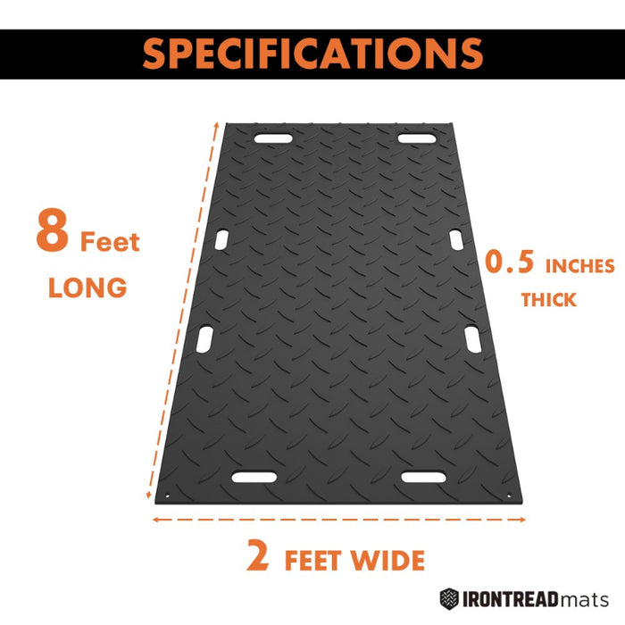 Diamond Thread Mat Ground Protection Mat - Heavy Duty - Diamond Tread Pattern - 1/2