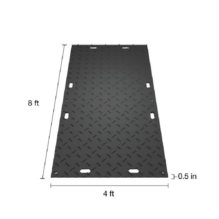 MambaMAT® Ground Protection Mat - 4' W x 8' L - Diamond / Low Profile Pedestrian Tread - Black