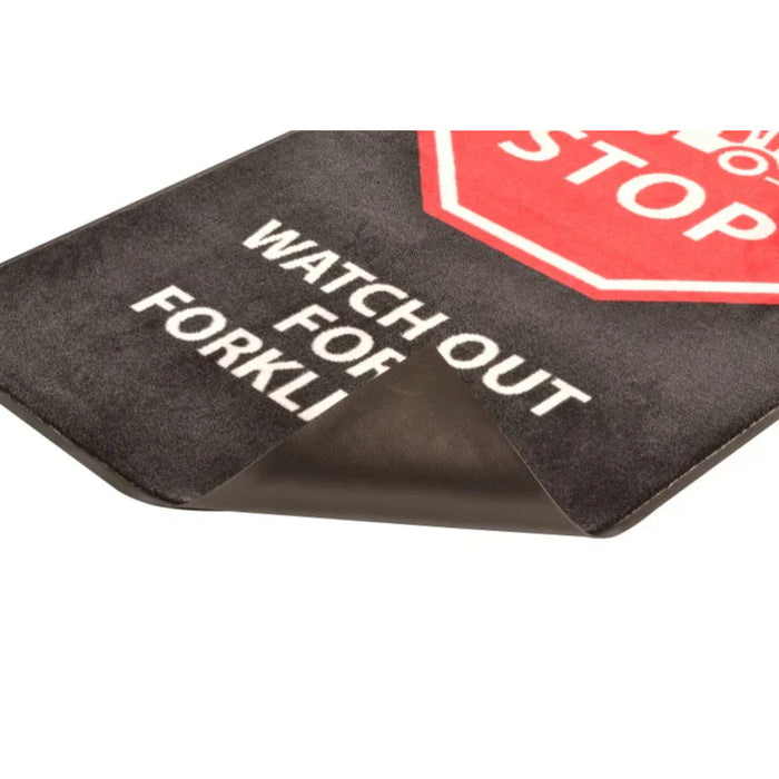 Notrax® Safety Message Entrance Floor Entry Mats For Business - 3' x 5' Feet - STOP WATCH OUT FOR FORKLIFTS