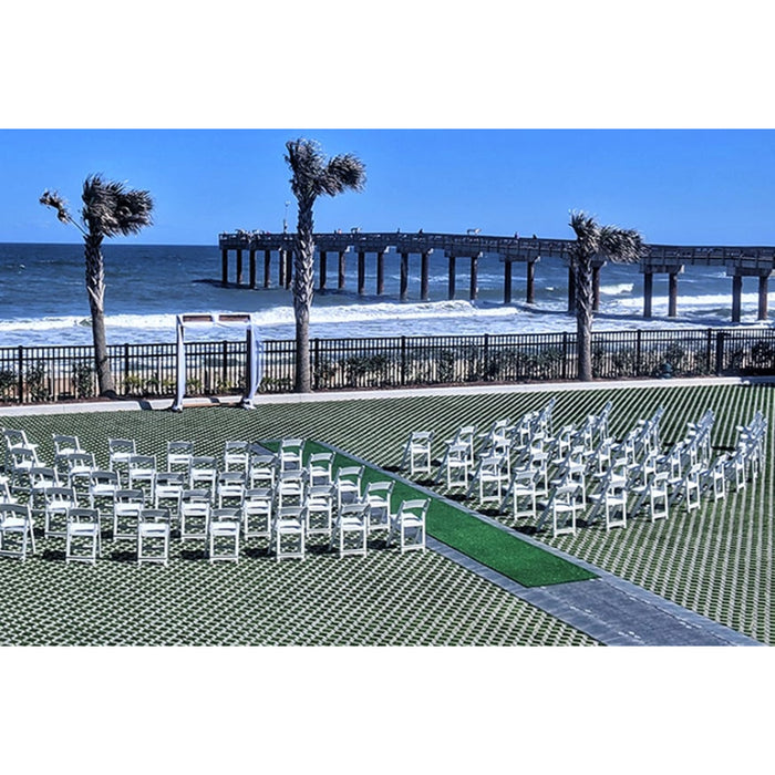 OmniDeck® Temporary Event Outdoor Floor and Turf Protection Mat - 3' x 6' Translucent Gray HDPE