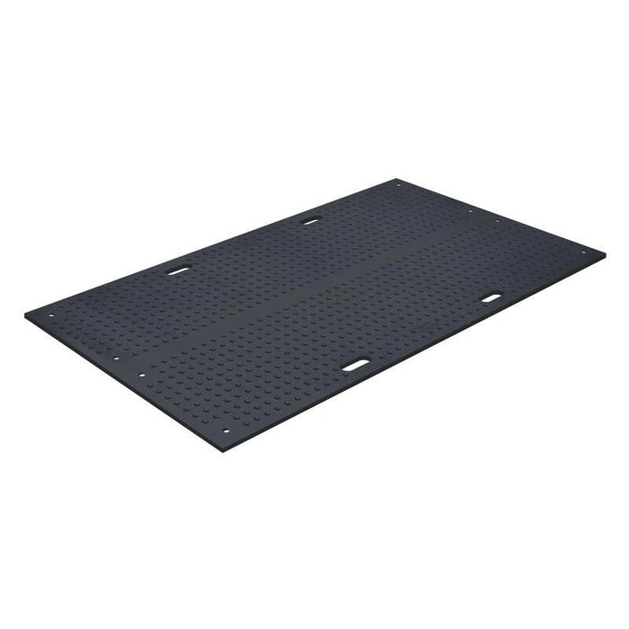 TrakMat® Ground Protection Mat - 4' W x 8' L - Power Cylinder Nub / Flat Tread On Reverse - Black